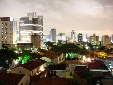 This photo of downtown Sao Paulo (with the Vila Olimpia section in the foreground), Brazil was taken by Marco Antonio Noguti of Sao Paulo. Bit of interesting trivia ... there are more helipads in the Vila Olimpia neighborhood than there are bus stops.